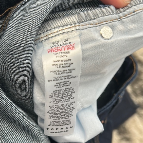 Topman Blue Skinny Jeans Modern Sleek Fit - Picture 6 of 7